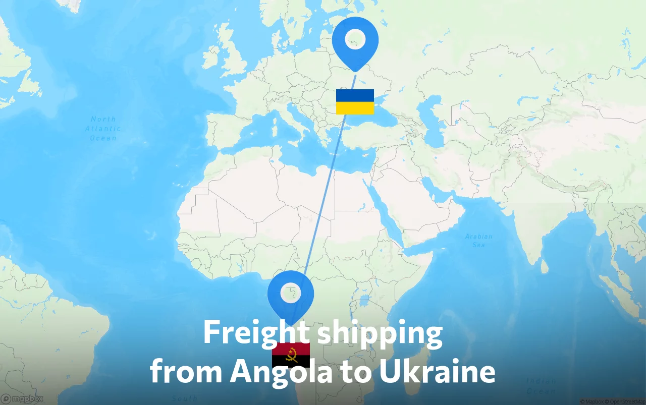 Shipping route from Angola to Ukraine