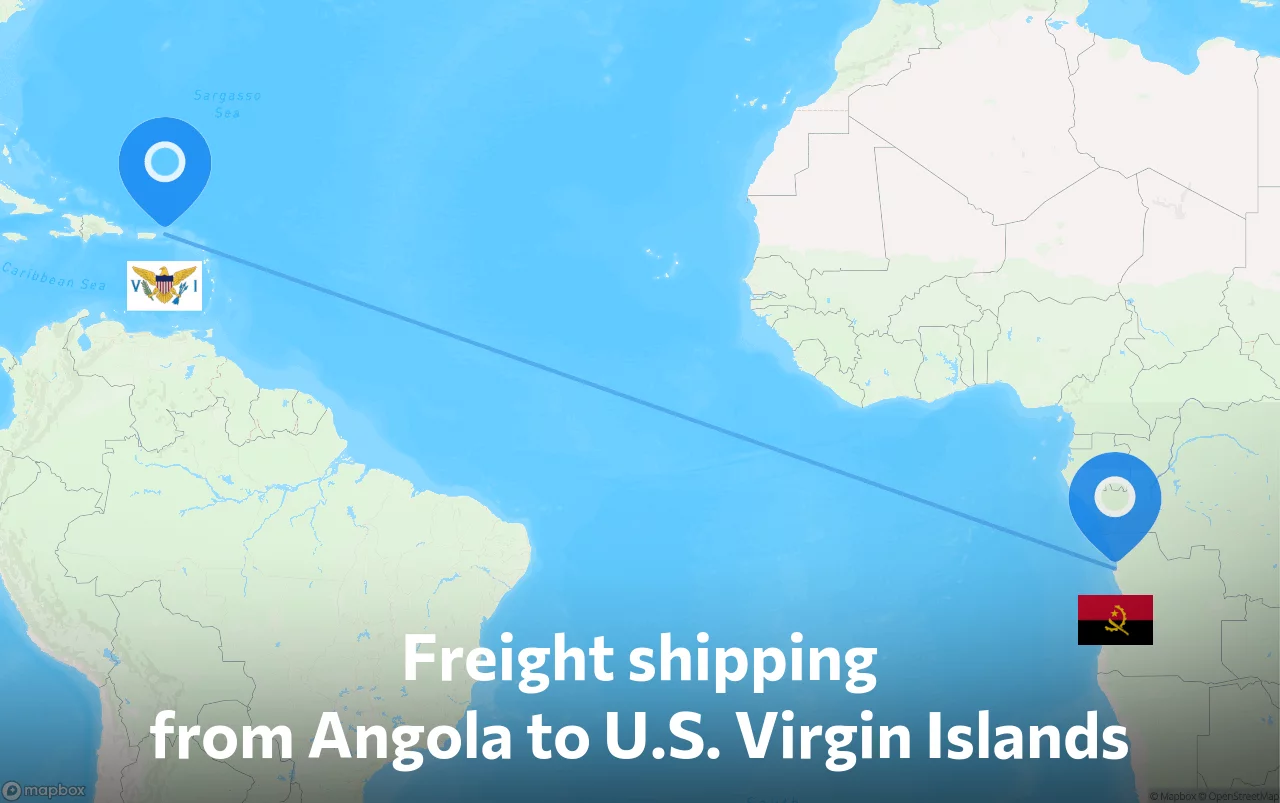 Shipping route from Angola to U.S. Virgin Islands