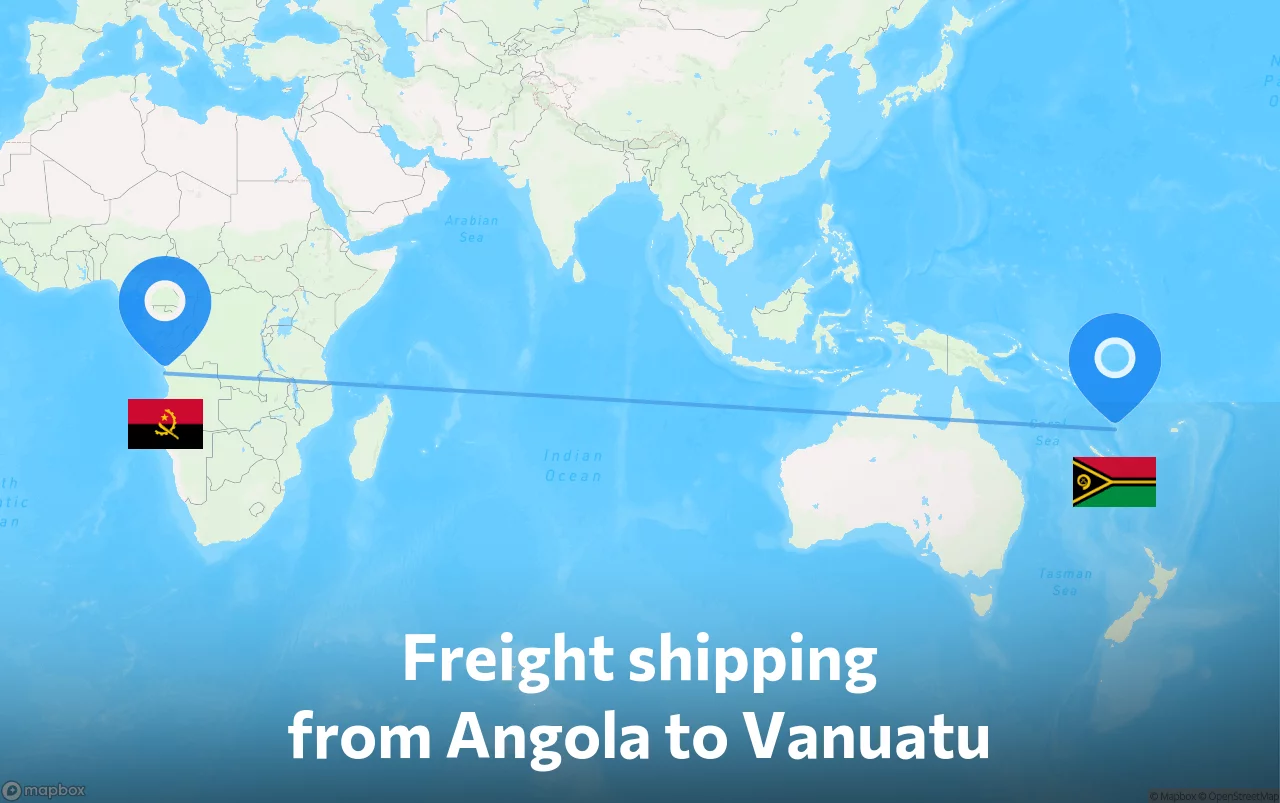 Shipping route from Angola to Vanuatu