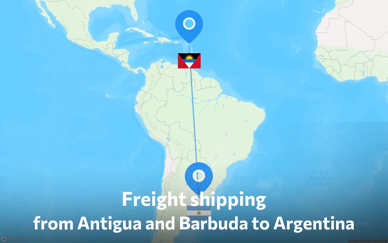 Shipping route from Antigua and Barbuda to Argentina