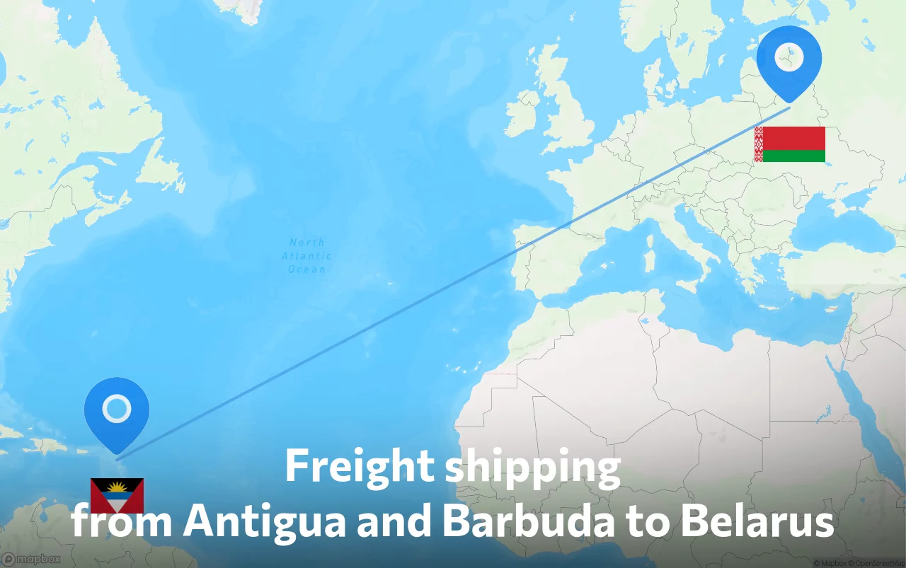 Shipping route from Antigua and Barbuda to Belarus