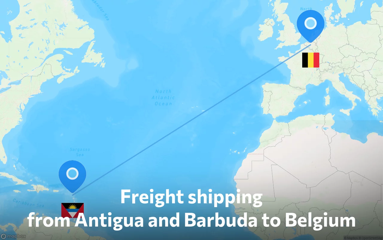 Shipping route from Antigua and Barbuda to Belgium