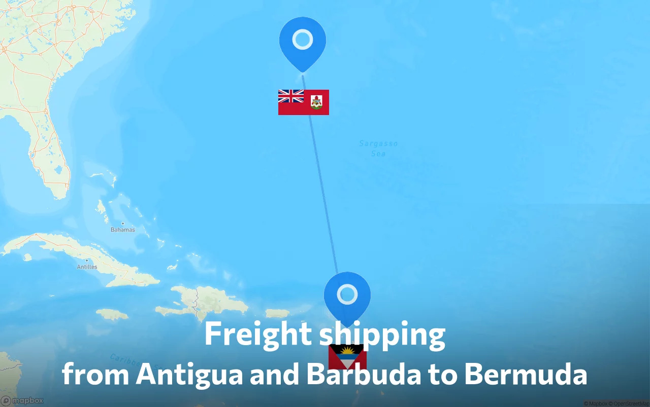 Shipping route from Antigua and Barbuda to Bermuda