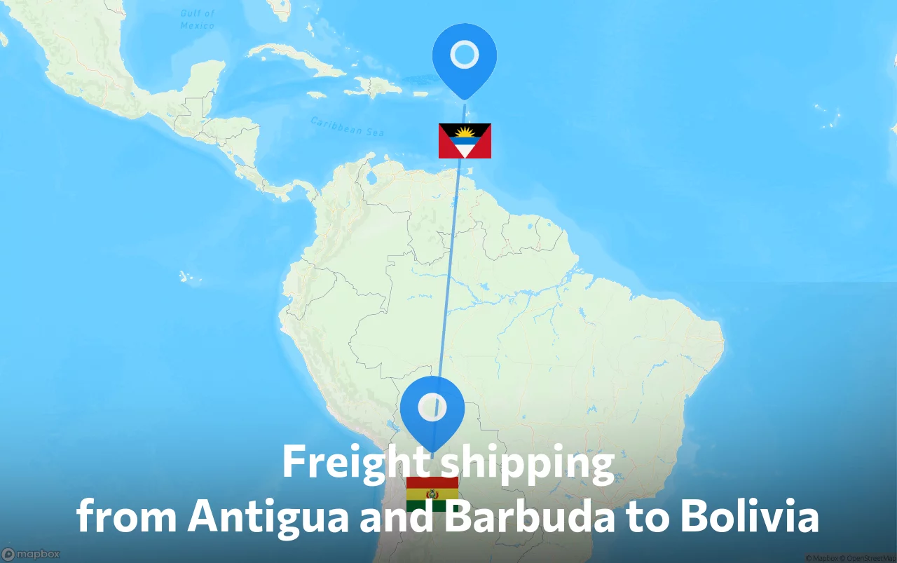 Shipping route from Antigua and Barbuda to Bolivia