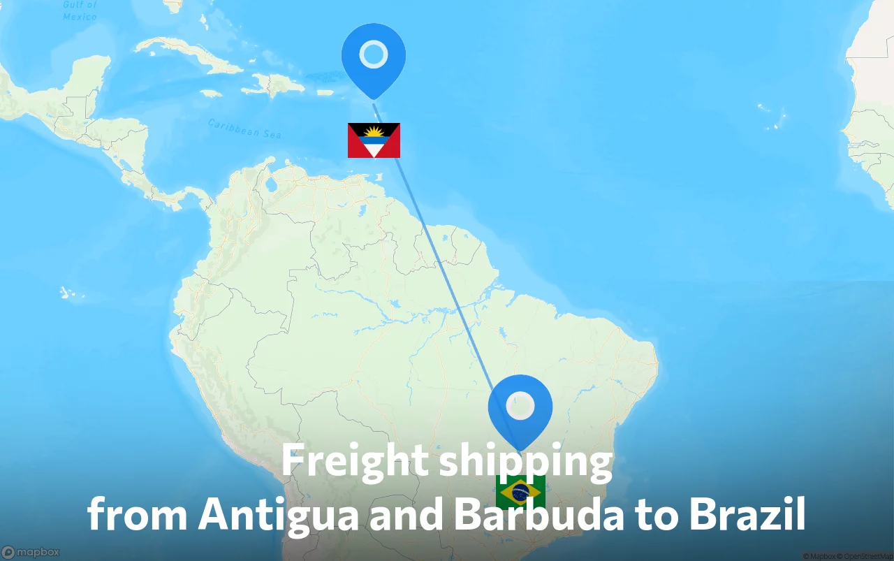 Shipping route from Antigua and Barbuda to Brazil