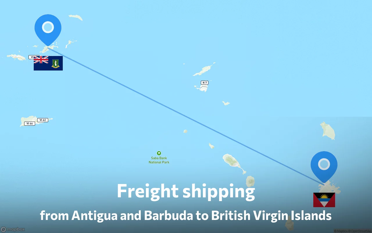 Shipping route from Antigua and Barbuda to British Virgin Islands