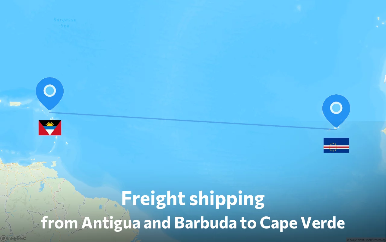 Shipping route from Antigua and Barbuda to Cape Verde