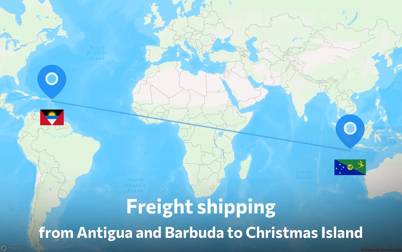 Shipping route from Antigua and Barbuda to Christmas Island