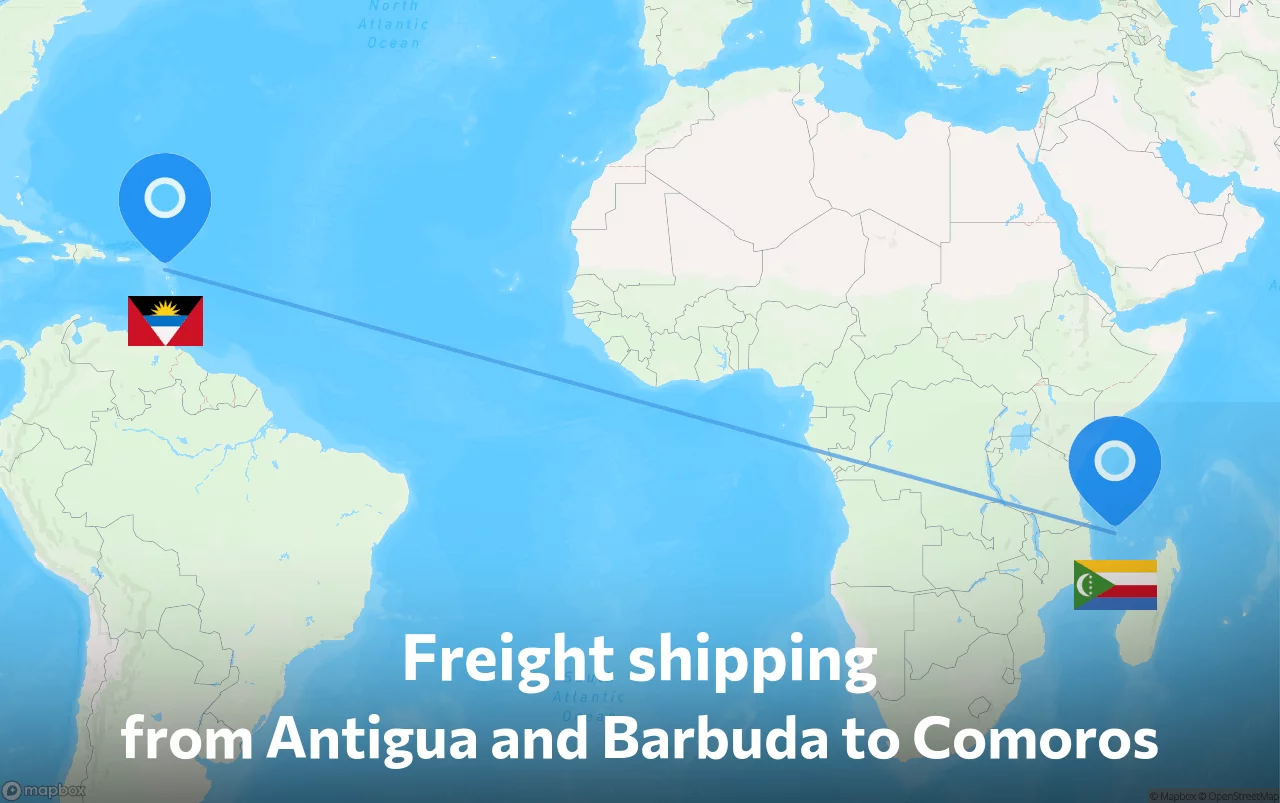 Shipping route from Antigua and Barbuda to Comoros