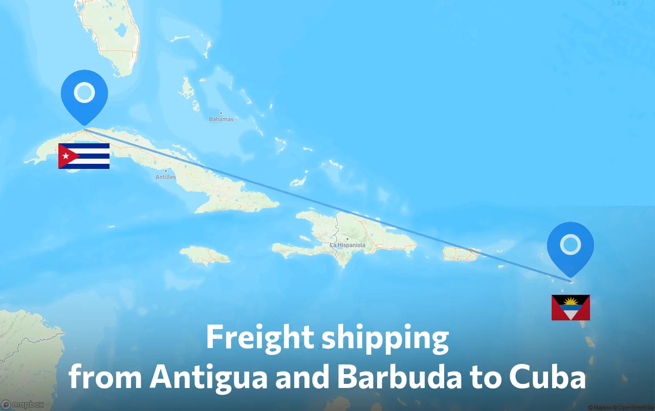 Shipping route from Antigua and Barbuda to Cuba