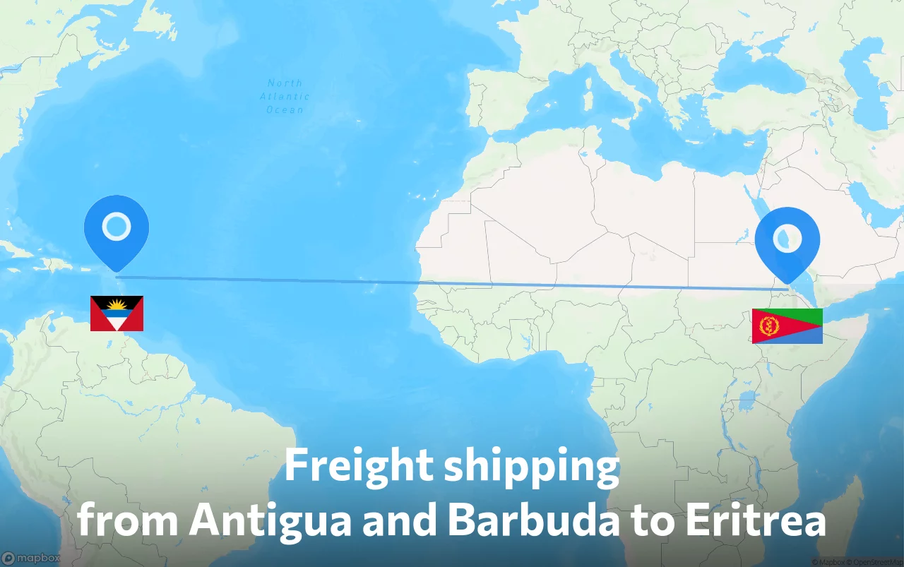 Shipping route from Antigua and Barbuda to Eritrea