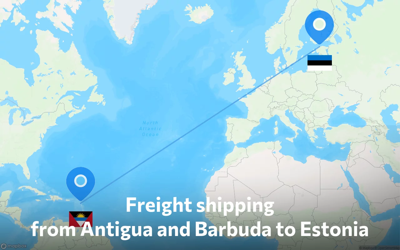 Shipping route from Antigua and Barbuda to Estonia