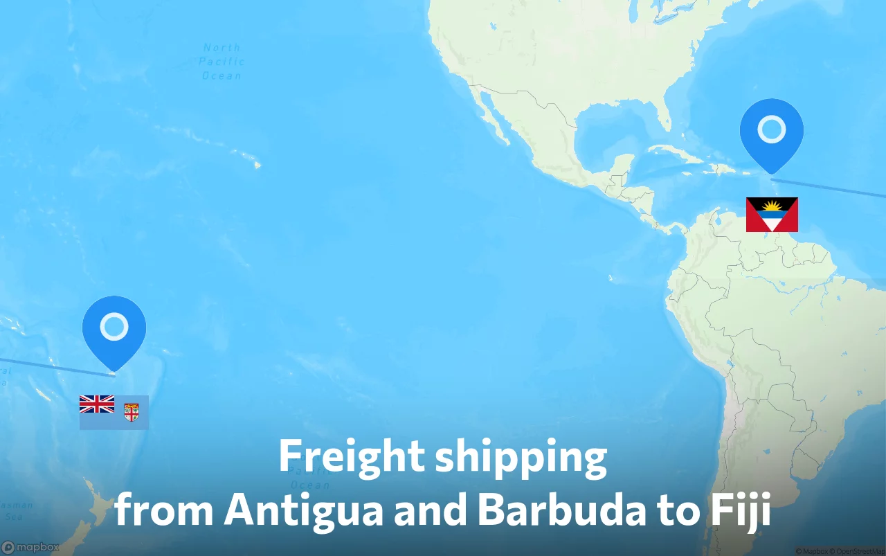 Shipping route from Antigua and Barbuda to Fiji