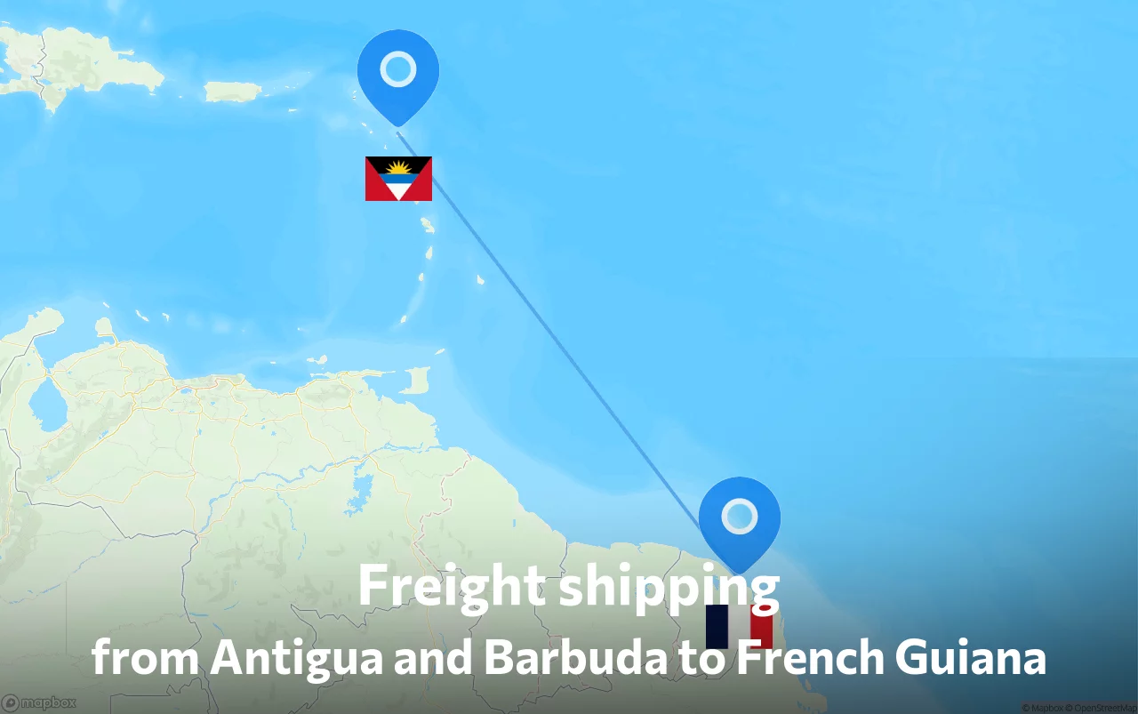 Shipping route from Antigua and Barbuda to French Guiana