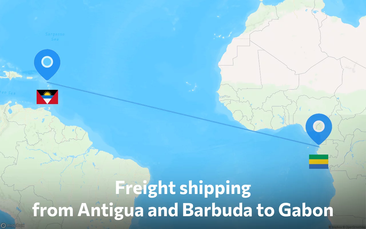 Shipping route from Antigua and Barbuda to Gabon