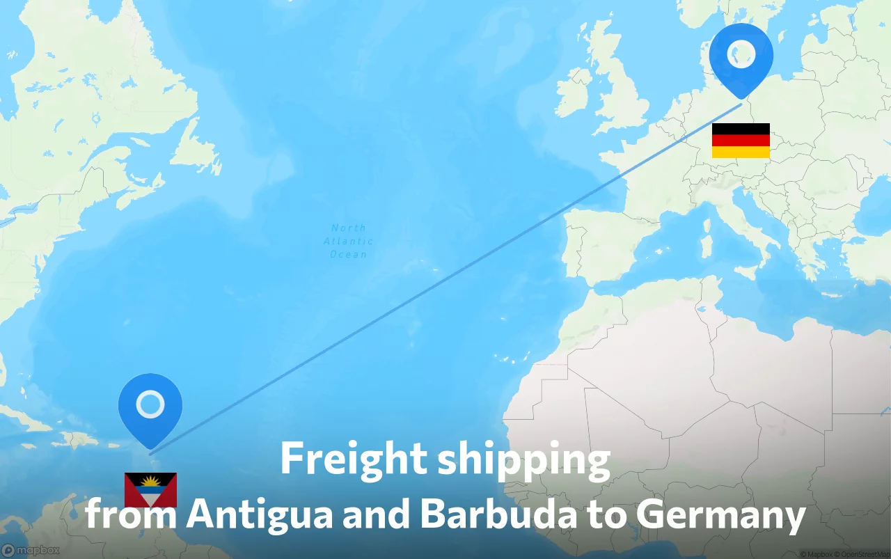 Shipping route from Antigua and Barbuda to Germany