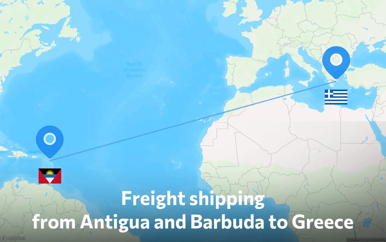 Shipping route from Antigua and Barbuda to Greece