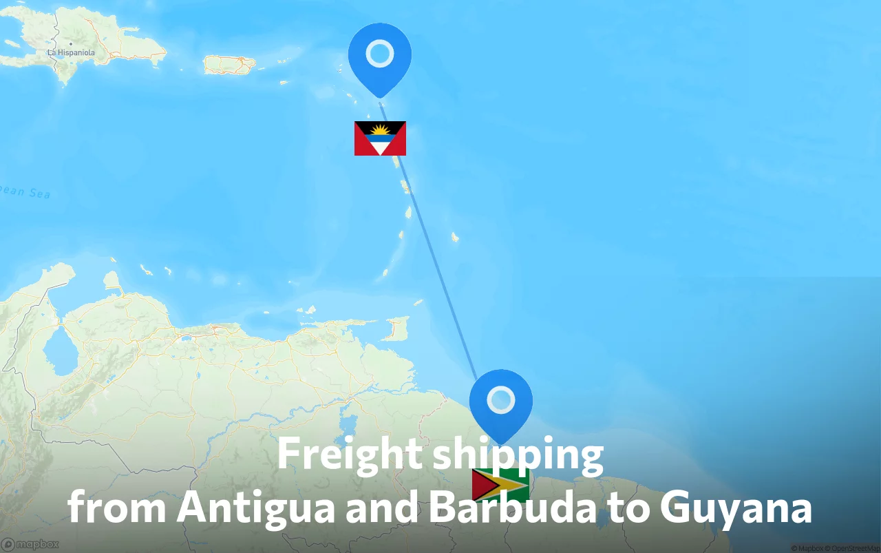 Shipping route from Antigua and Barbuda to Guyana