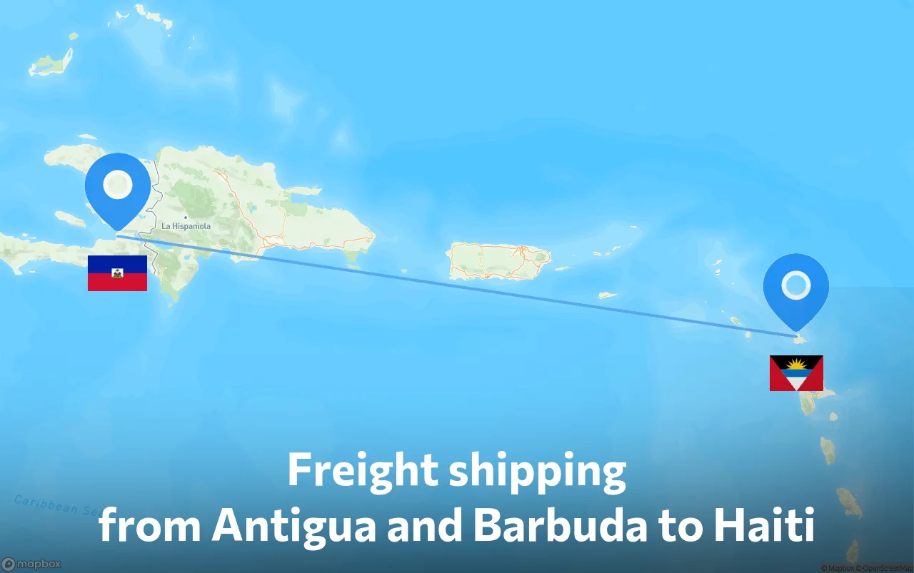 Shipping route from Antigua and Barbuda to Haiti