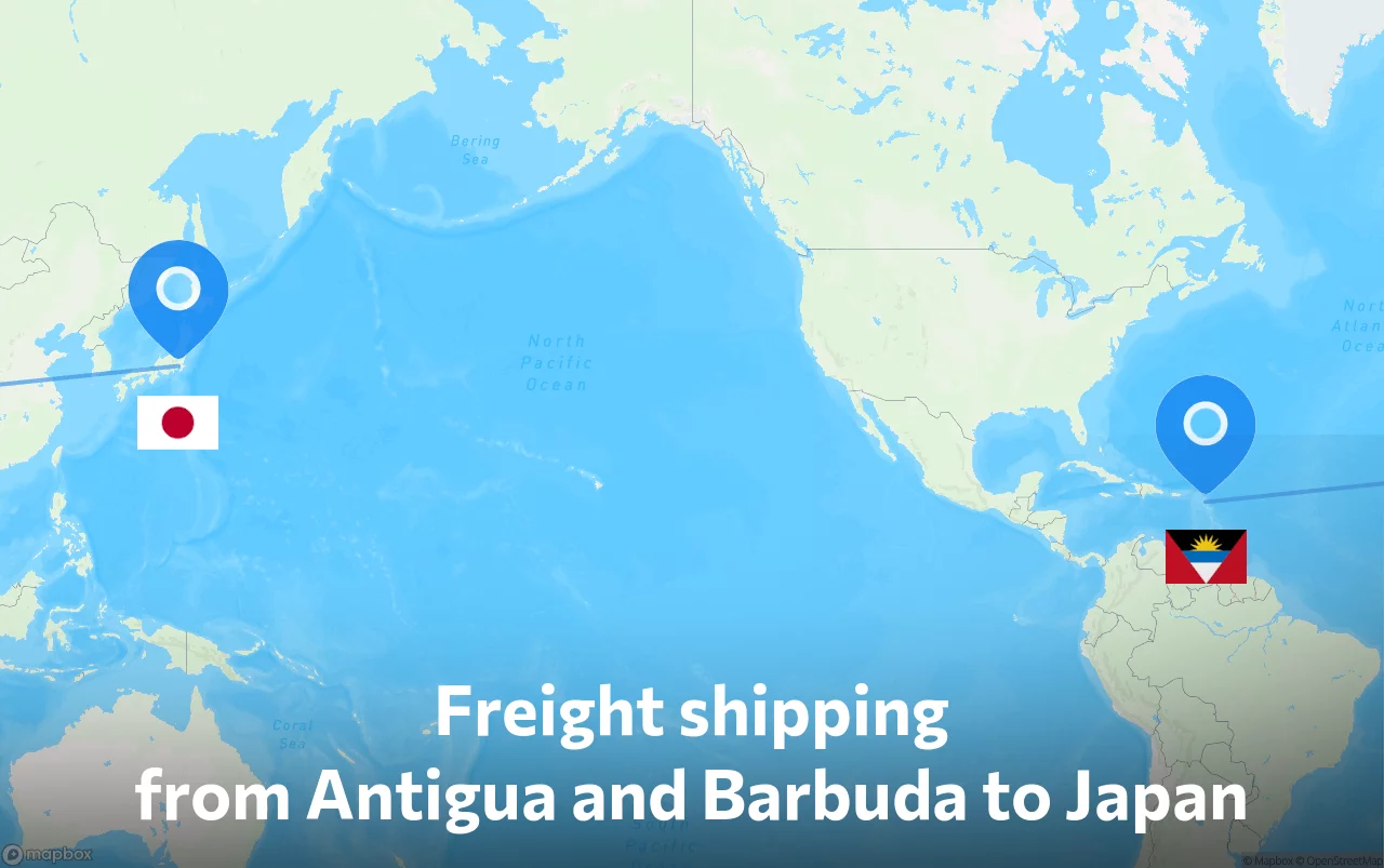 Shipping route from Antigua and Barbuda to Japan