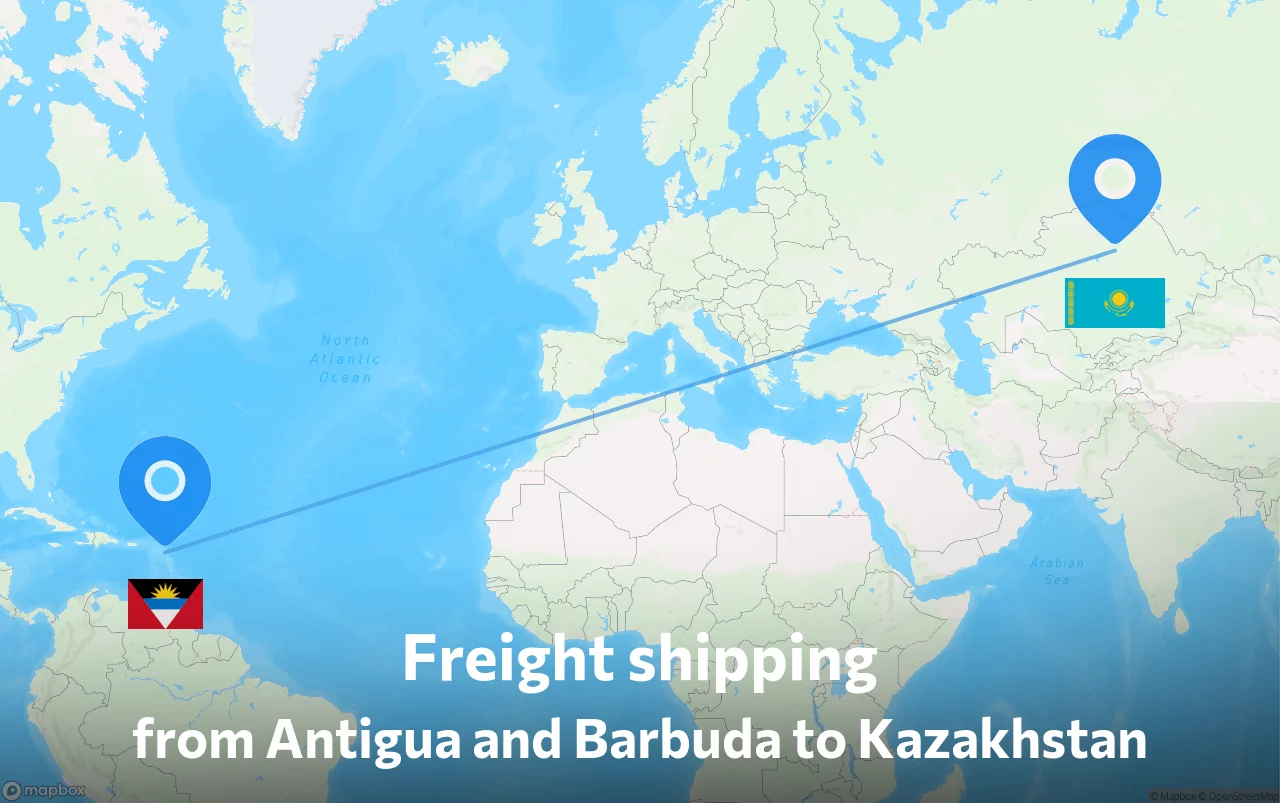 Shipping route from Antigua and Barbuda to Kazakhstan
