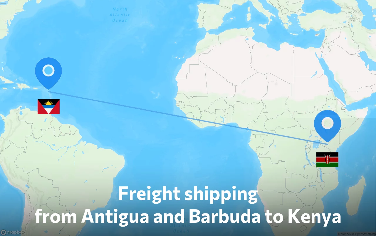Shipping route from Antigua and Barbuda to Kenya