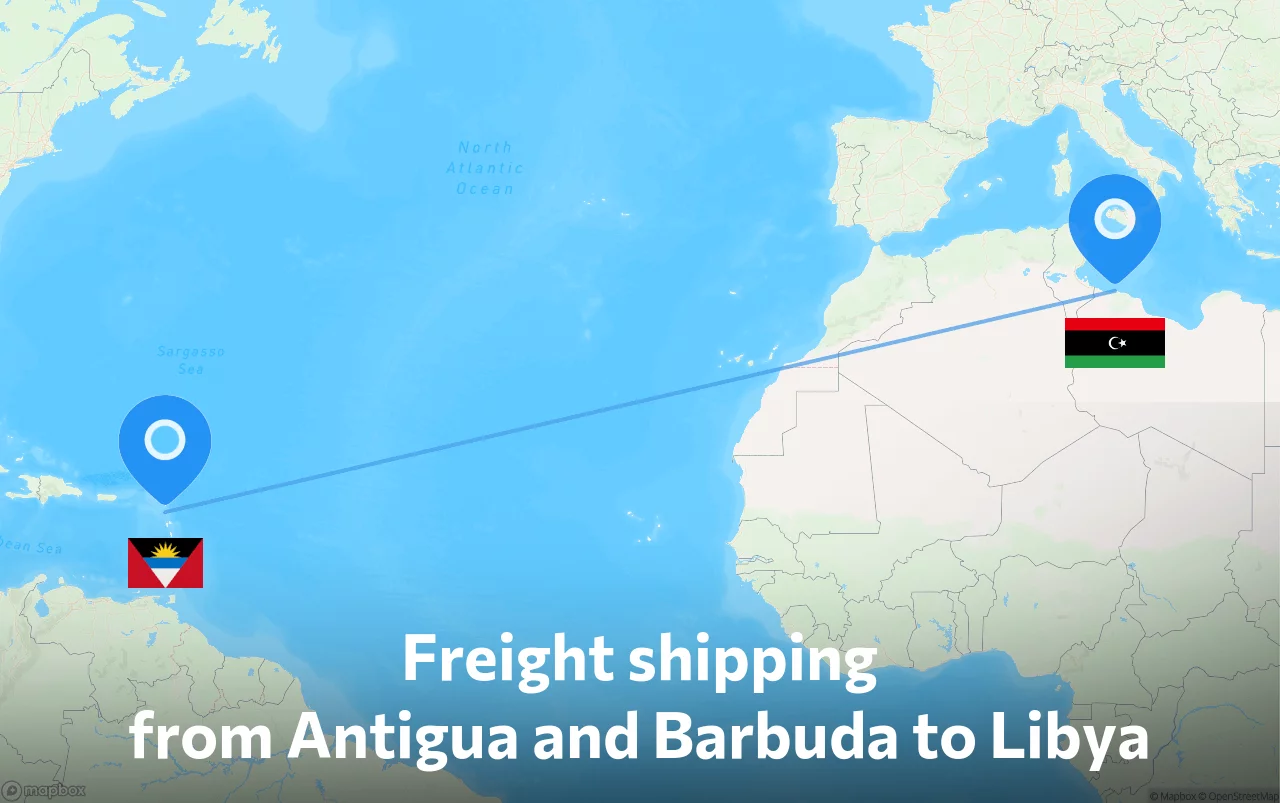 Shipping route from Antigua and Barbuda to Libya