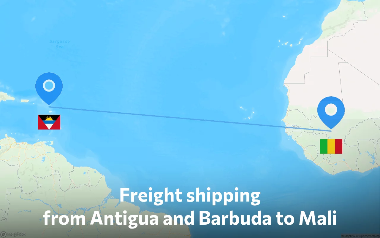 Shipping route from Antigua and Barbuda to Mali