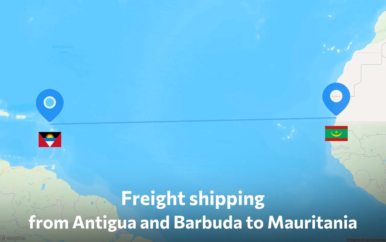 Shipping route from Antigua and Barbuda to Mauritania