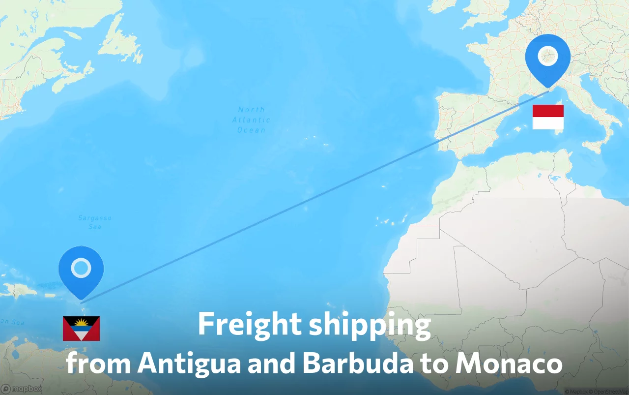 Shipping route from Antigua and Barbuda to Monaco