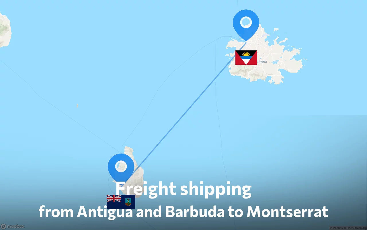 Shipping route from Antigua and Barbuda to Montserrat