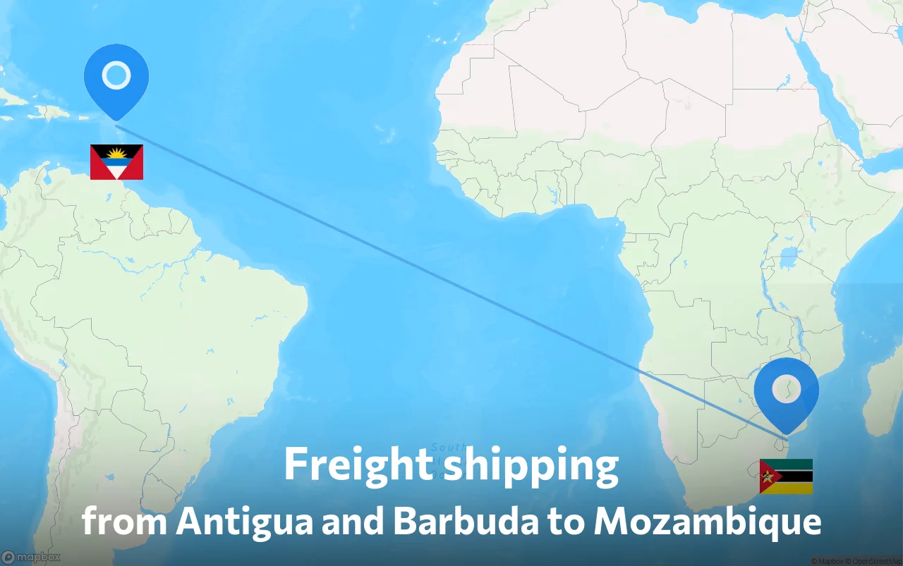 Shipping route from Antigua and Barbuda to Mozambique