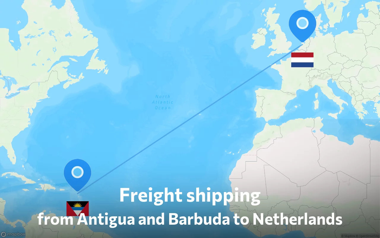 Shipping route from Antigua and Barbuda to Netherlands