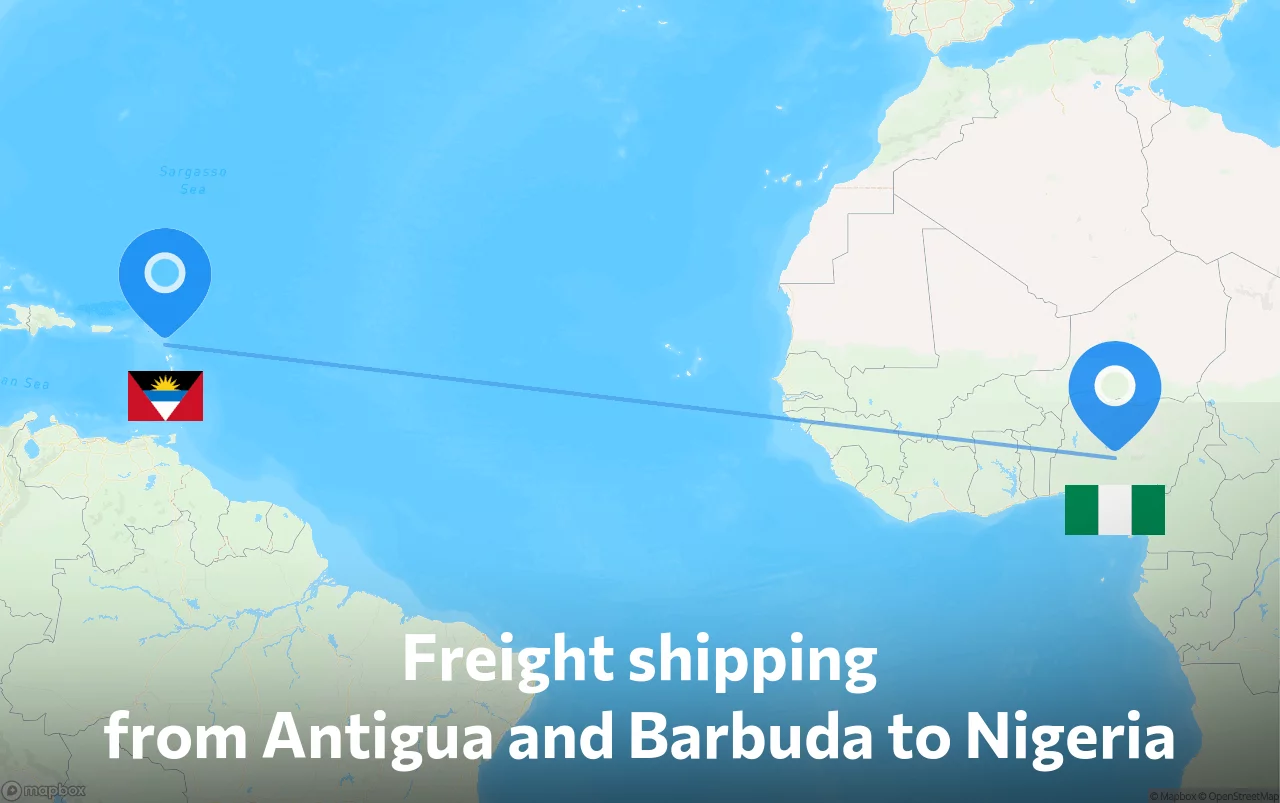Shipping route from Antigua and Barbuda to Nigeria