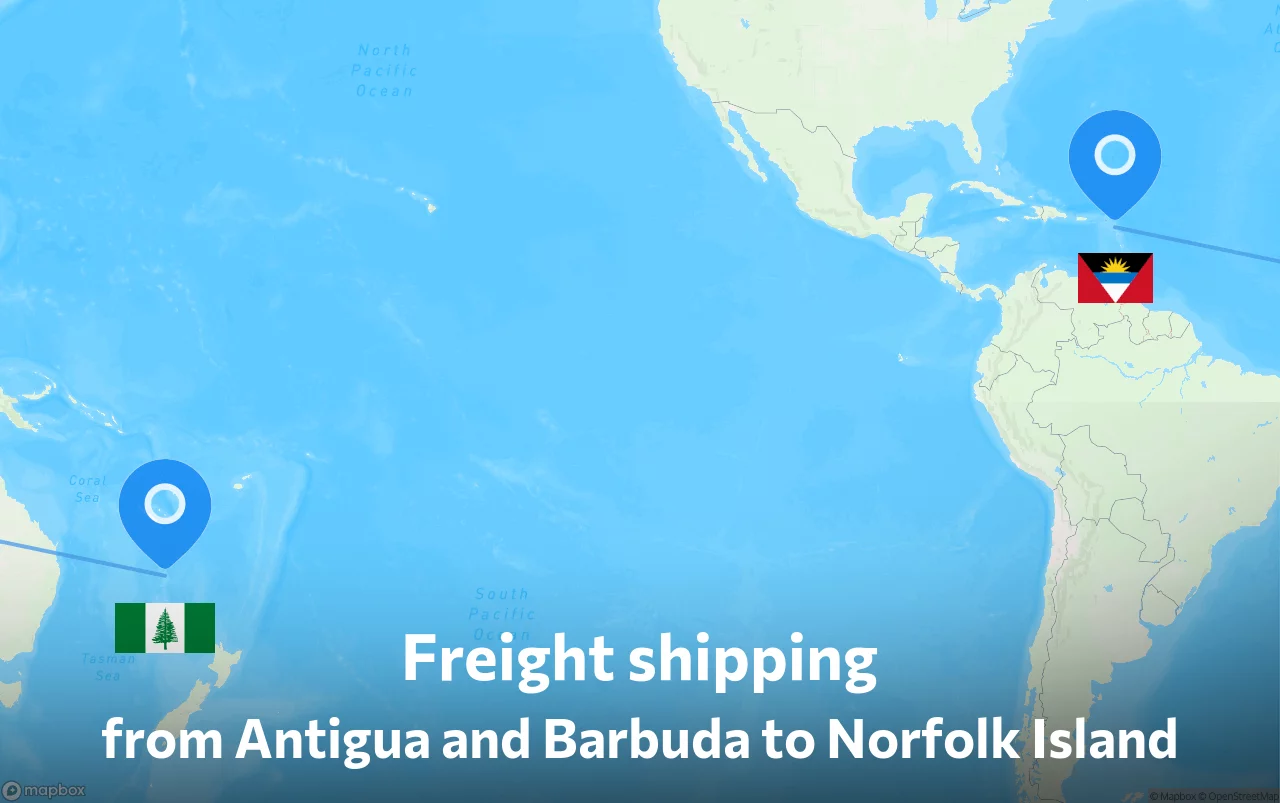 Shipping route from Antigua and Barbuda to Norfolk Island