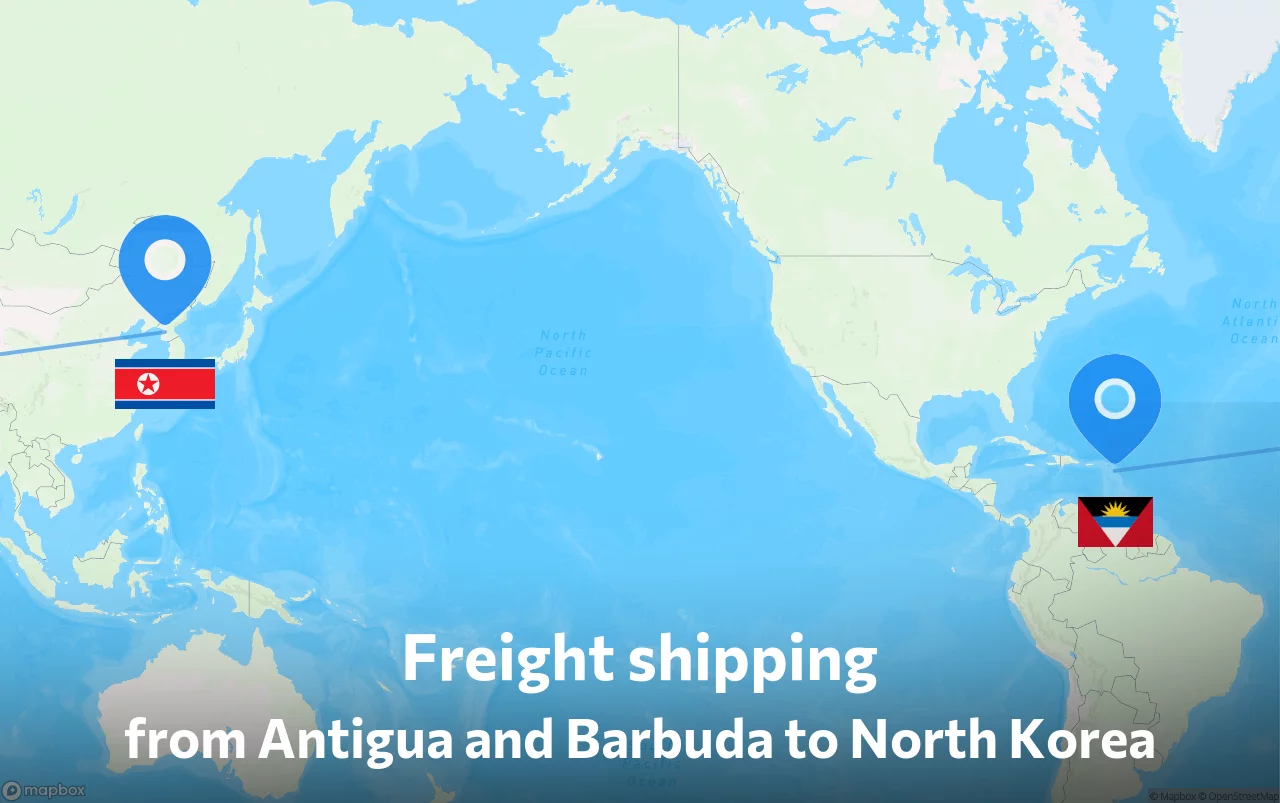 Shipping route from Antigua and Barbuda to North Korea