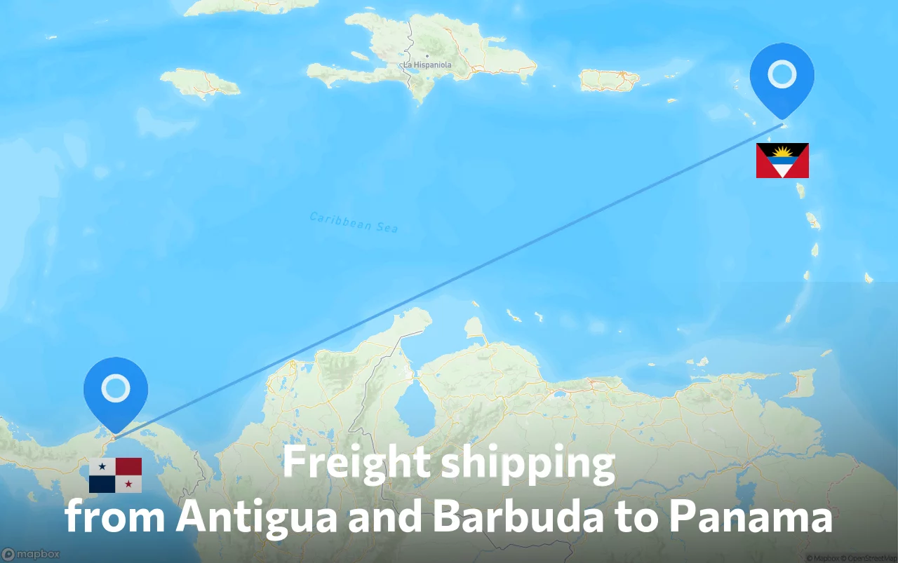 Shipping route from Antigua and Barbuda to Panama