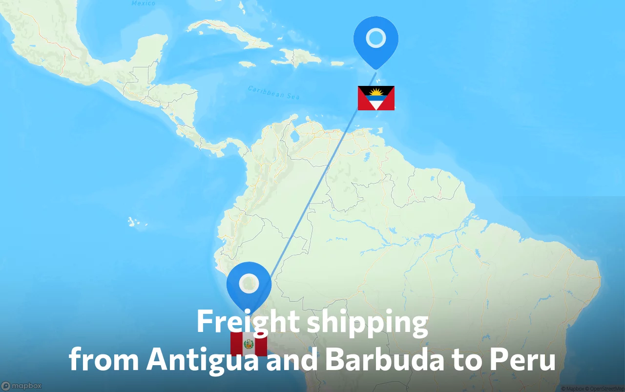 Shipping route from Antigua and Barbuda to Peru