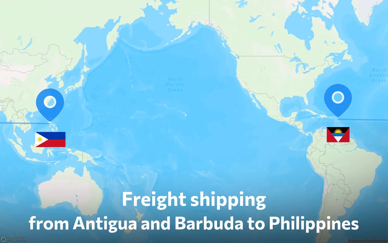 Shipping route from Antigua and Barbuda to Philippines