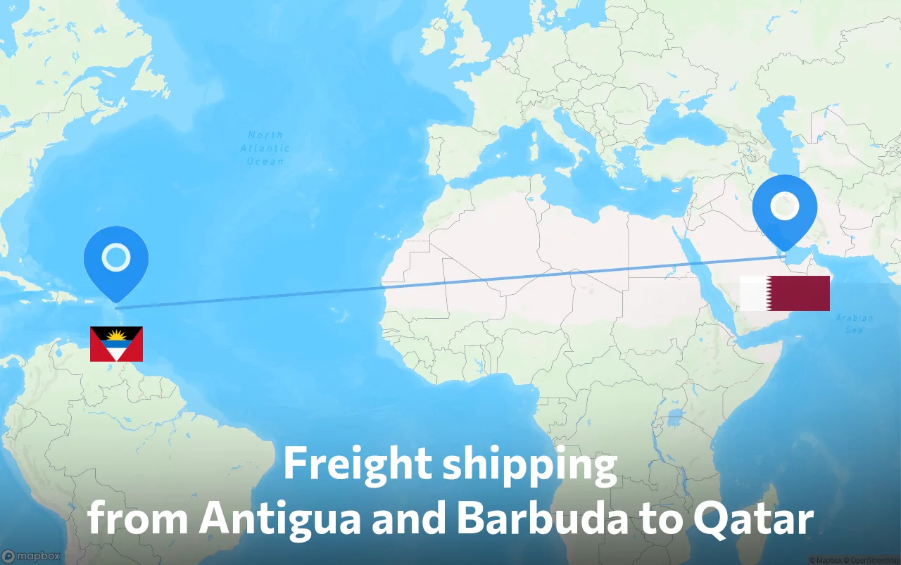 Shipping route from Antigua and Barbuda to Qatar