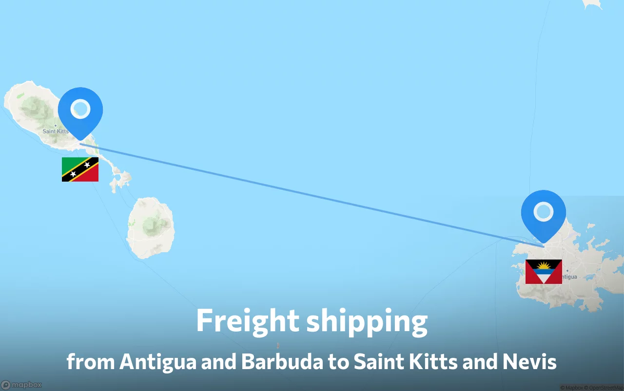 Shipping route from Antigua and Barbuda to Saint Kitts and Nevis