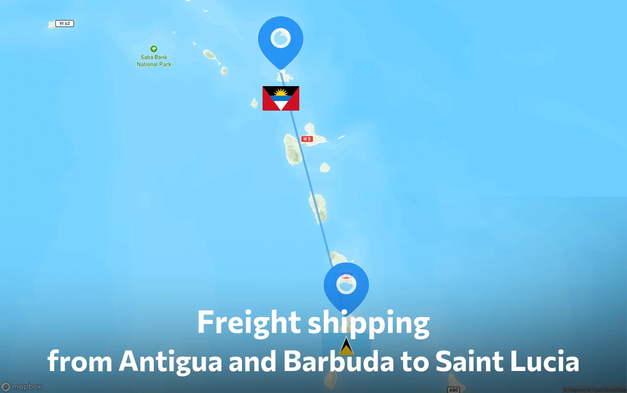 Shipping route from Antigua and Barbuda to Saint Lucia
