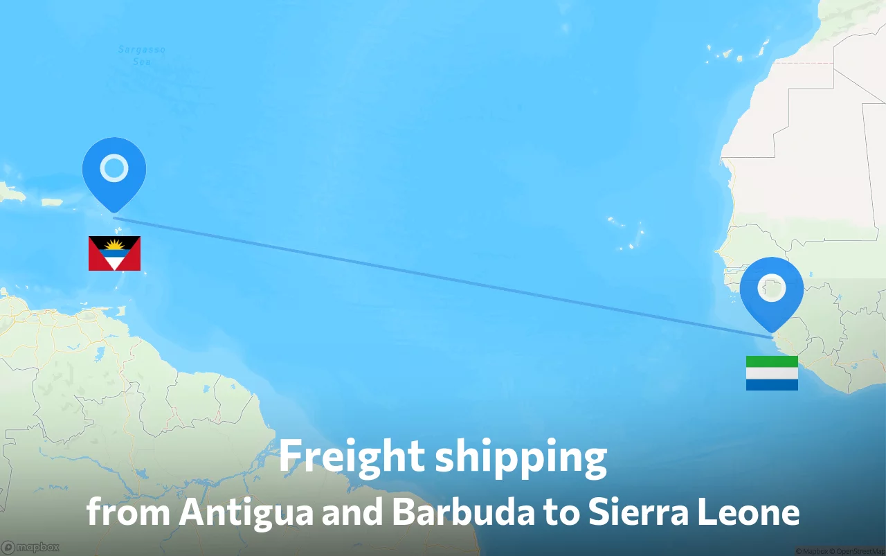 Shipping route from Antigua and Barbuda to Sierra Leone
