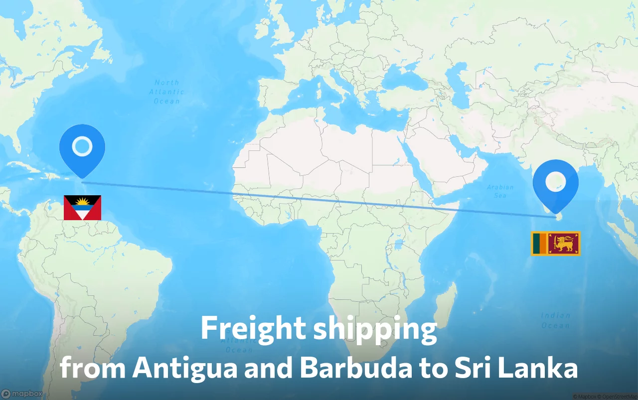 Shipping route from Antigua and Barbuda to Sri Lanka