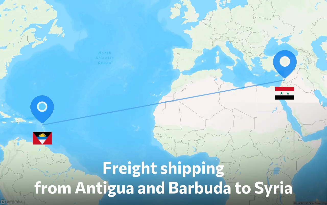 Shipping route from Antigua and Barbuda to Syria