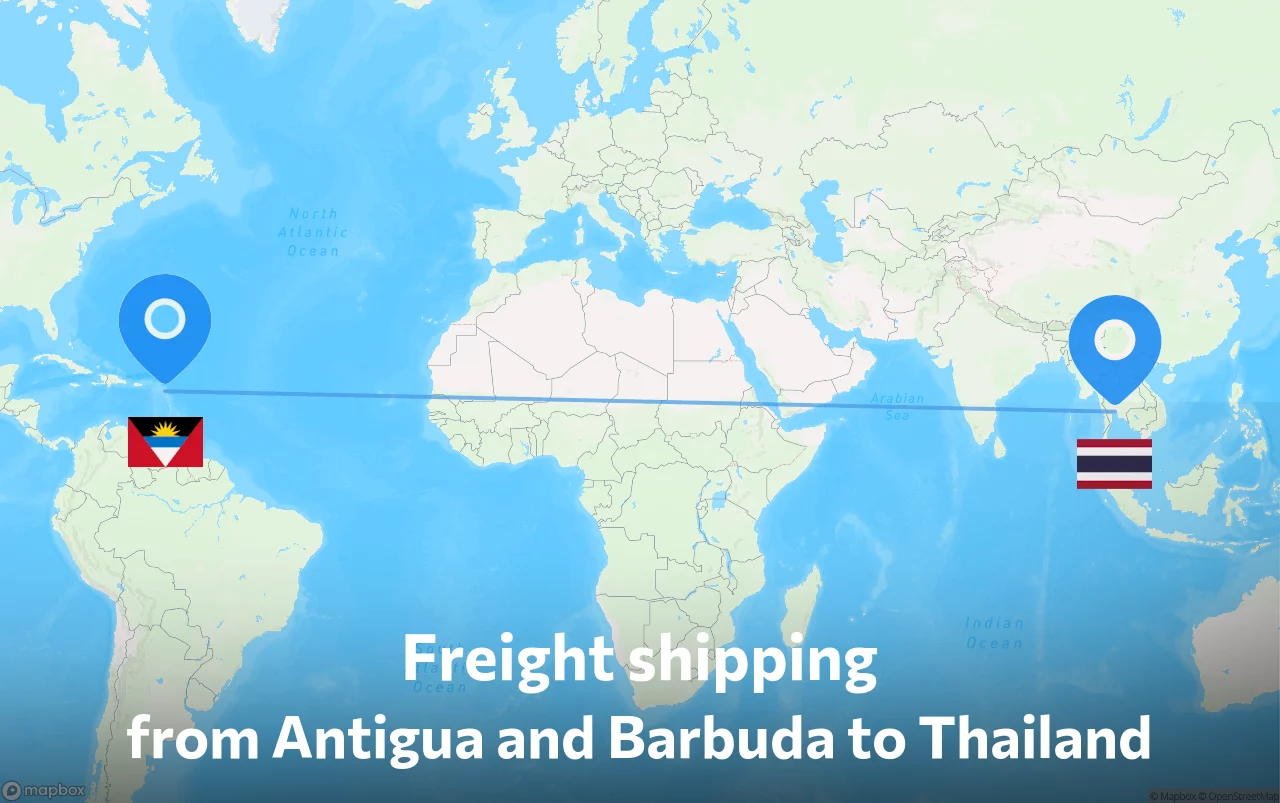 Shipping route from Antigua and Barbuda to Thailand