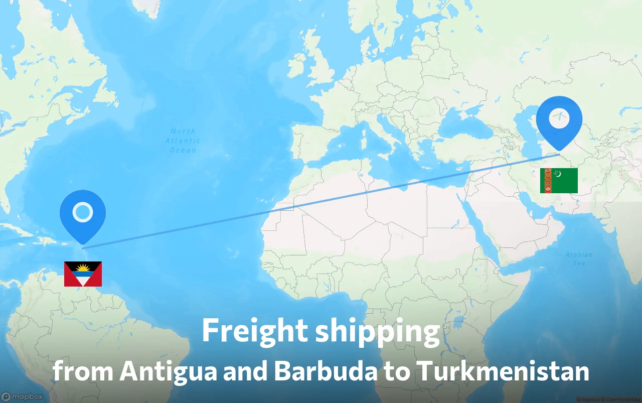 Shipping route from Antigua and Barbuda to Turkmenistan