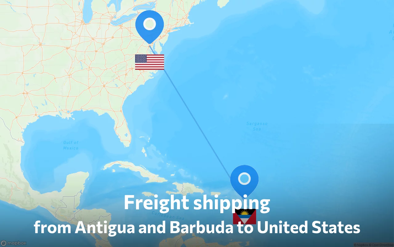 Shipping route from Antigua and Barbuda to United States