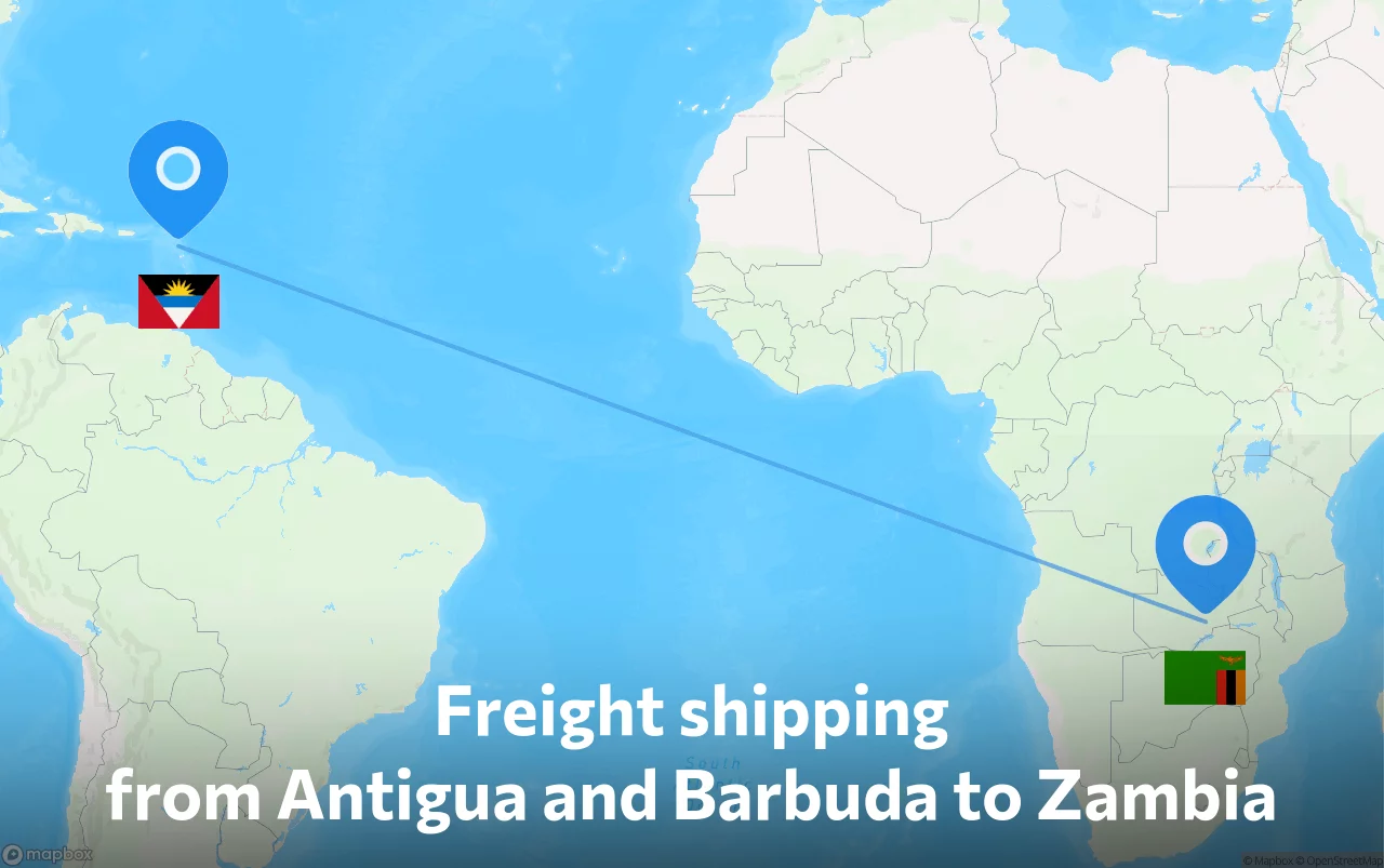 Shipping route from Antigua and Barbuda to Zambia