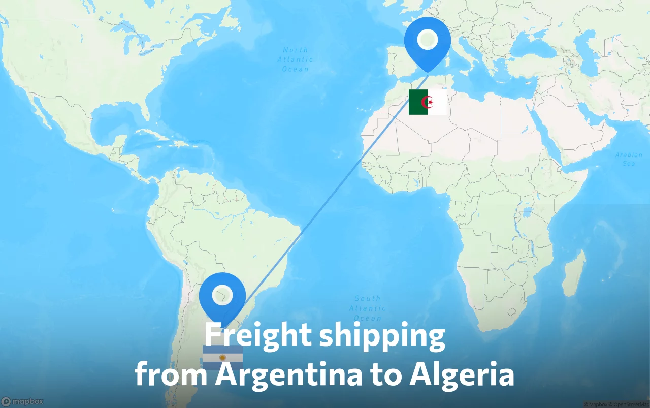 Shipping route from Argentina to Algeria